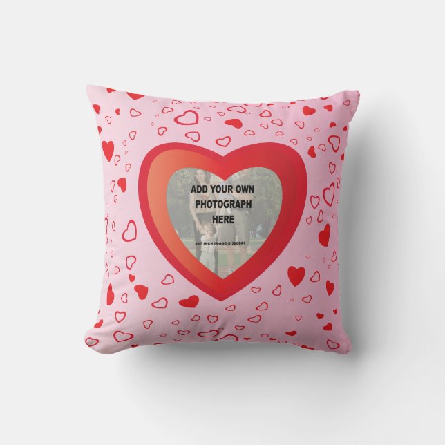Coussin Cadre photo du coeur rose et rouge amour mignon (Recto)