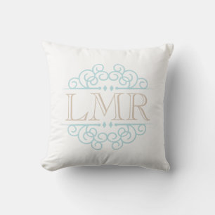 Coussin Cadre Vintage à la menthe et beige Monogramme