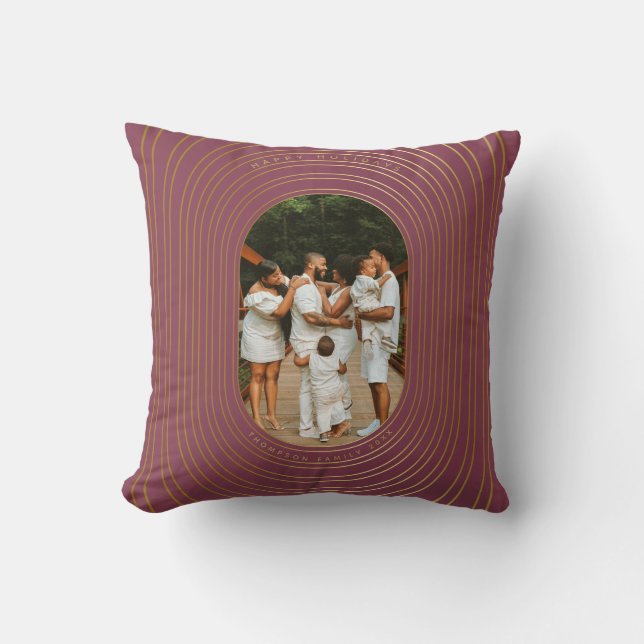 Coussin Cadres Ovale Or Photo Personnalisée Famille Noël (Recto)