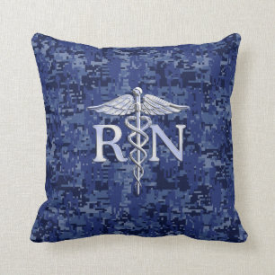 Coussin Caducée argenté de RN d'infirmier autorisé sur la