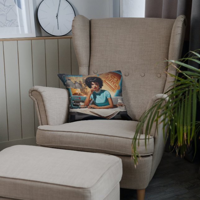 Coussin Café Chronicle : Retro Newsreader (Créateur téléchargé)