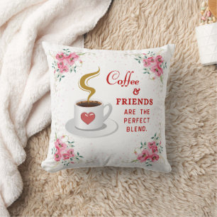 Coussin Café et amis le mélange parfait  