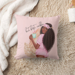 Coussin Café Faux Parties scintillant Fille Cheveux Rose r