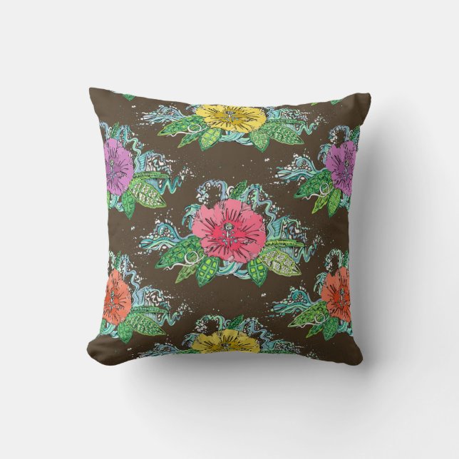 Coussin café hibiscus surf (Recto)