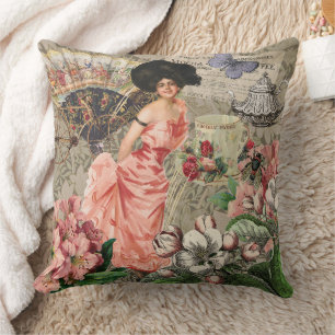 Coussin Café Lady Victorian Femme Rose Classy