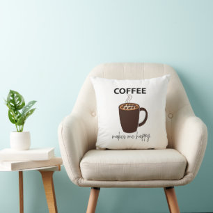 Coussin Café Me Rend Heureux Café