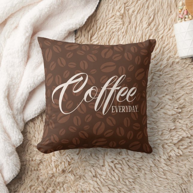 Coussin Café tous les jours. Café Haricots Jeter Décor Ore (Couverture)