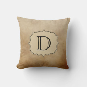 Coussin Café vintage crème Brown ivoire Ombre Monogramme