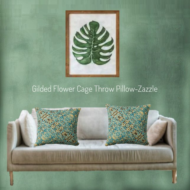 Coussin Cage de fleurs dorées (Créateur téléchargé)