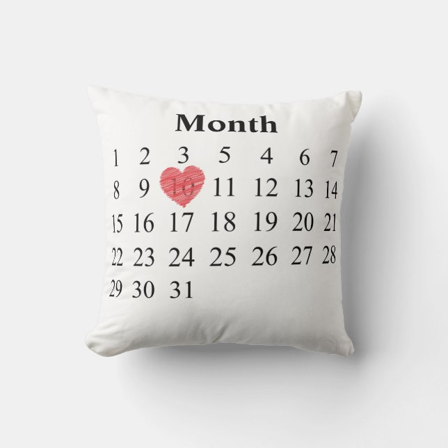 Coussin calendrier d'anniversaire de 31 jours + Anneaux (Recto)
