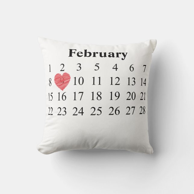 Coussin Calendrier de février - déplacez le coeur (Recto)