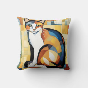 Coussin Calico Cubisme Une Feline