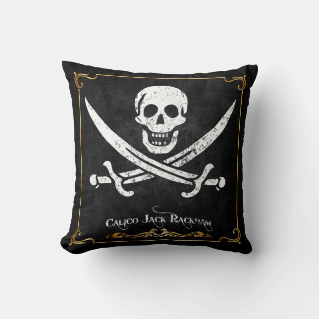 Coussin Calico Jack Rackham Pirate Drapeau Jetez l'oreille (Recto)