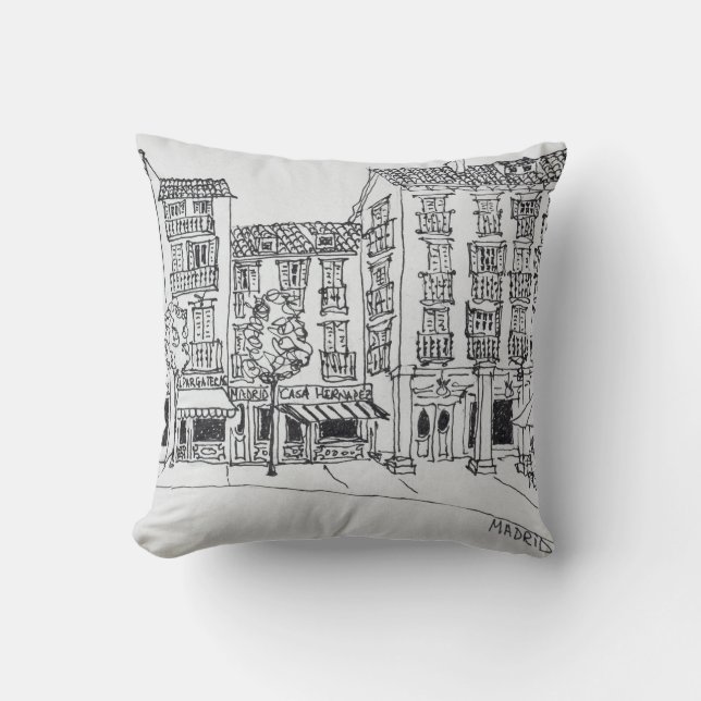 Coussin Calle de Toledo, rue commerçante, Madrid, Espagne (Recto)