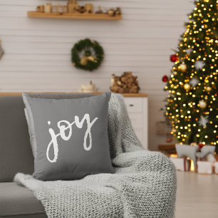 Coussin Calligraphie au pinceau Joie Flocon de neige Gris