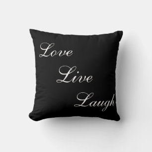 Coussin Calligraphie blanche élégante sur fond noir