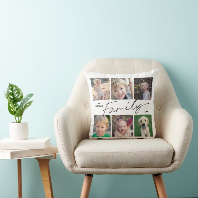 Coussin Calligraphie de famille 6 Photo Collage de souris (Chaise)