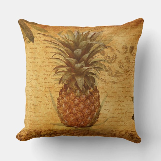Coussin Calligraphie et ananas Vintage (Recto)