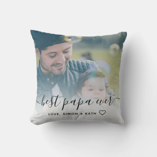 Coussin Calligraphie simple Meilleure photo Papa Ever