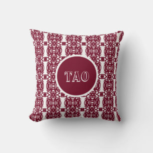 Coussin Calligraphie taoïste stylée bordeaux et blanc