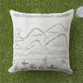 Coussin 'Calm Waters in  Nature's Embrace' Throw Pillow