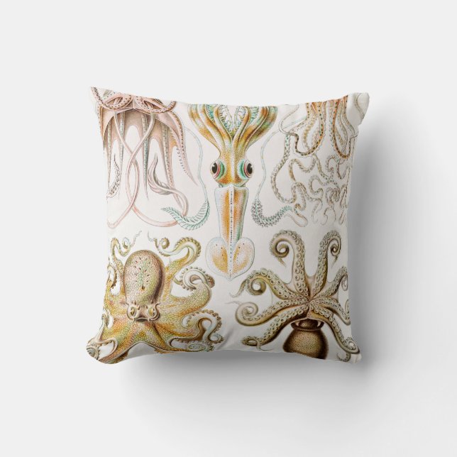 Coussin Calmar de poulpe, Gamochonia, par Ernst Haeckel (Recto)