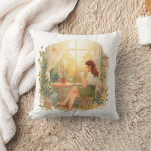 Coussin Calme du matin - Moment de café lunaire