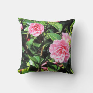 Coussin Camellias rose Peinture numérique Jeu d'oreiller