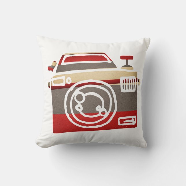 Coussin Caméra rouge mignonne Love Heart Photographie (Recto)