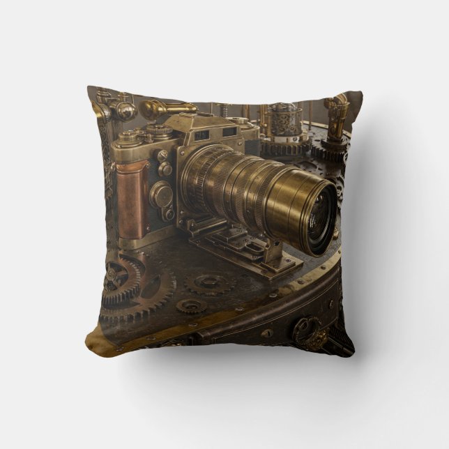 Coussin Caméra Steampunk Pilote (Recto)
