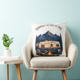 Coussin Camion de camping du 4 juillet dans les montagnes