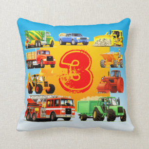 Coussin Camion de construction d'anniversaire de la
