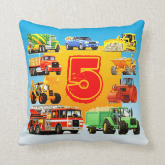 Coussin Camions de construction d'anniversaire d'enfants