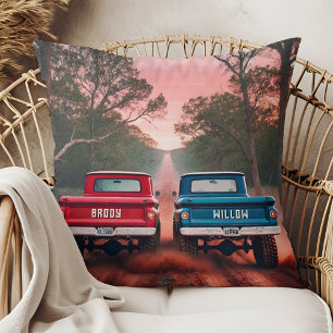 Coussin Camions des années 1960 Course sur route de terre 