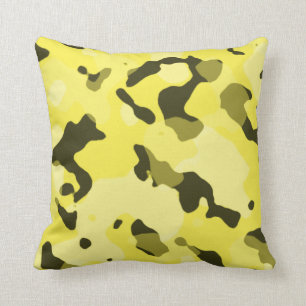 Coussin Camo jaune citron ; Camouflage