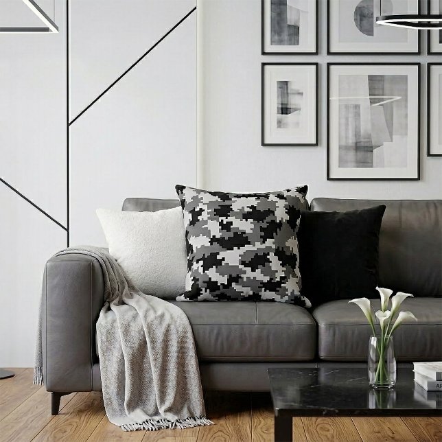 Coussin Camo numérique gris (Créateur téléchargé)