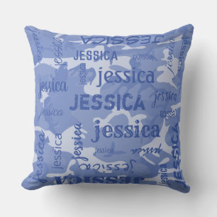Coussin Camo Personnalisé Nom court bleu
