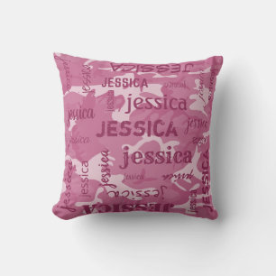 Coussin Camo personnalisé nom plus court Rose