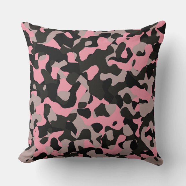 Coussin Camo rose et noir (Recto)