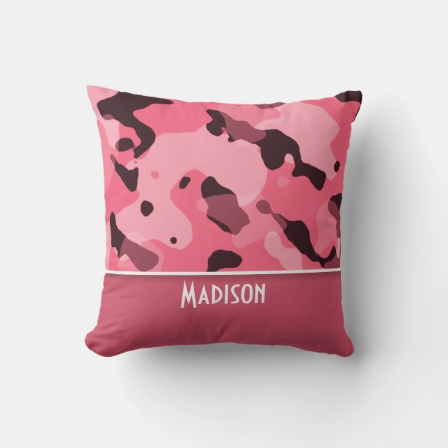 Coussin Camo rose-rose; Personnalisé (Recto)