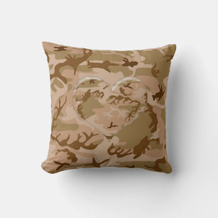 Coussin Camo Sable du désert avec coeur Camouflé