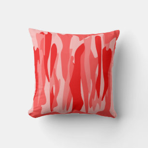 Coussin Camouflage Abstrait à Teinte Rouge 