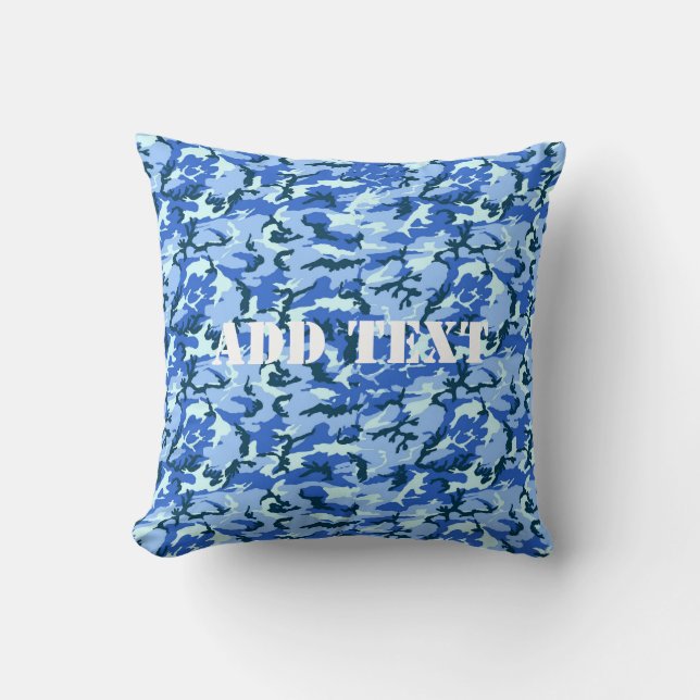 Coussin Camouflage bleu ciel Woodland (Recto)