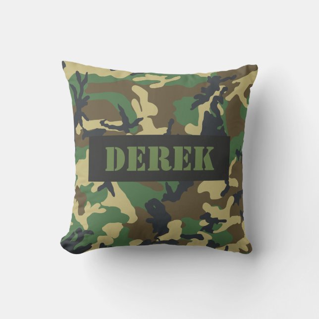 Coussin Camouflage Nom personnalisé Numéro d'équipe Sports (Recto)