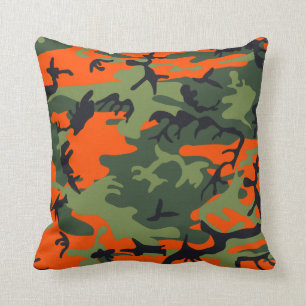 Coussin Camouflage orange, vert, noir