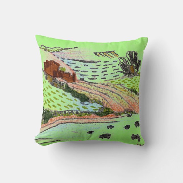 Coussin Campagne galloise par Alexandra Cook (Recto)