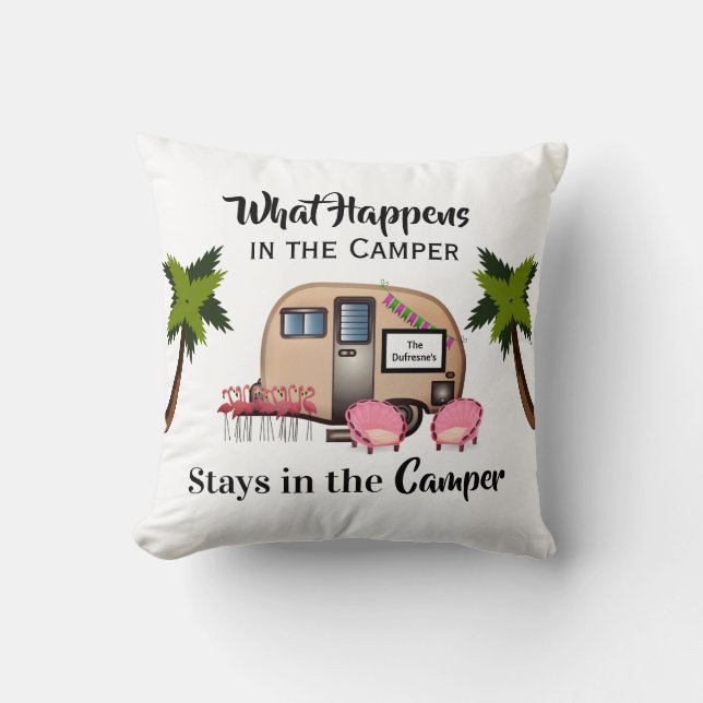 Coussin Camper/Flamant rose personnalisé (Recto)