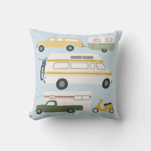 Coussin Camper Trailer vintage RV Motorhome Vanlife Blue