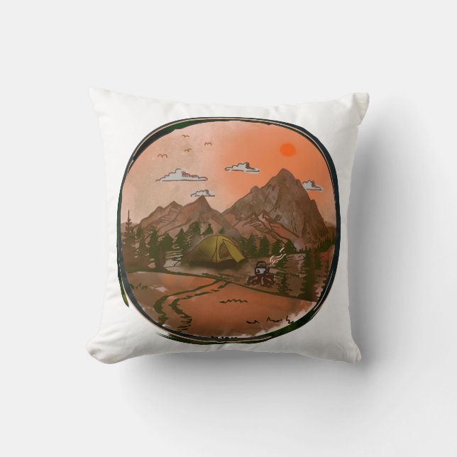 Coussin Camping Aventure Nature Paysage (Recto)