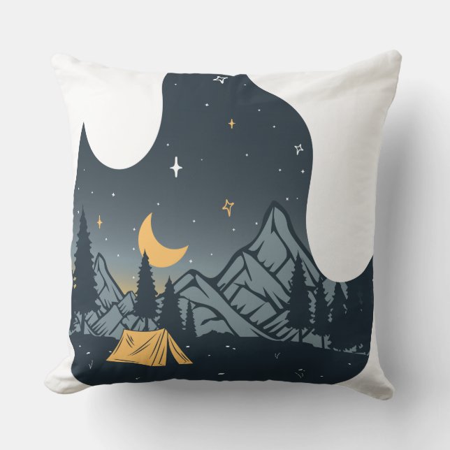 Coussin Camping cool Camper Feu de Campement Sous Les Mont (Recto)